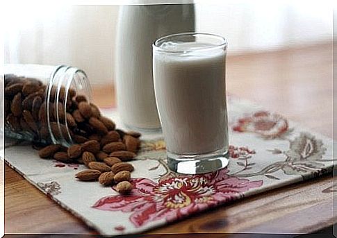 Almond milk with almonds