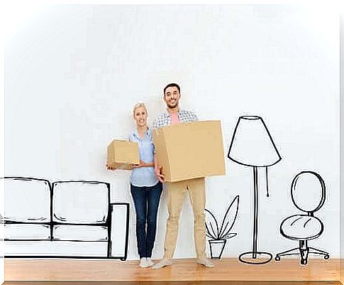 A couple with drawn furniture