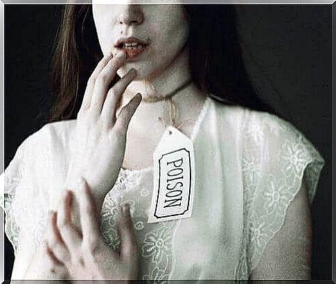 Woman with poison around her neck