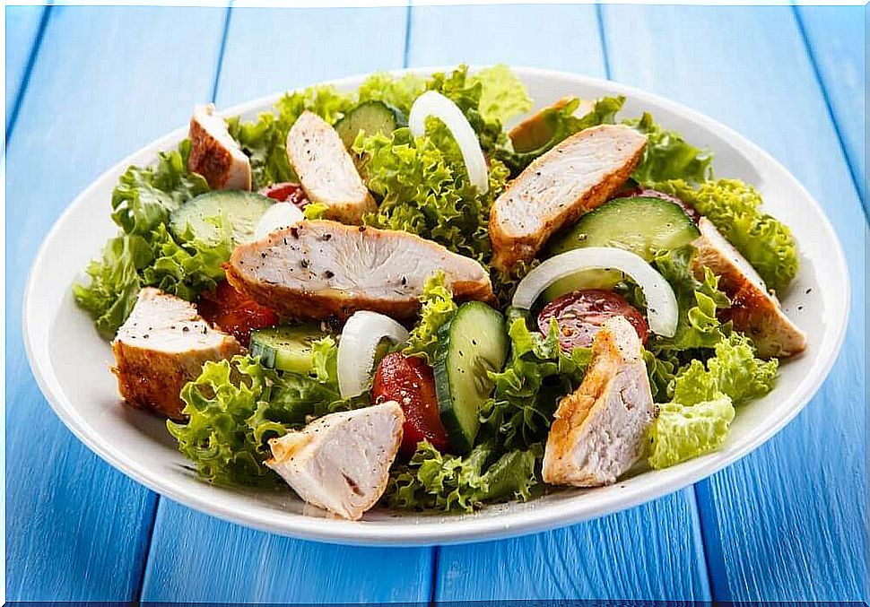 Use salad with chicken for your starters 