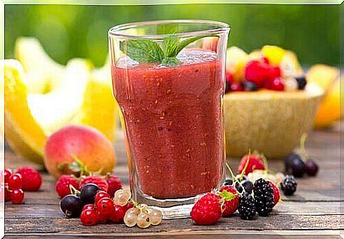 Red fruit juice in a glass