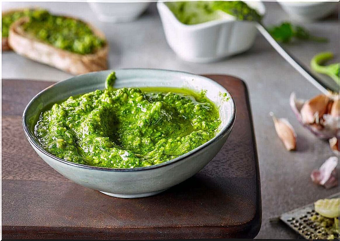 pesto with basil