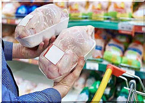 Two packed chickens in the supermarket